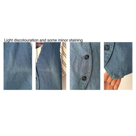 90s vintage blue denim button up vest cottage summer layered short sleeved shirt - Picture 10 of 10